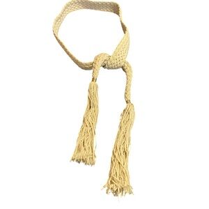 Elegant Cream Braided Tassel Belt